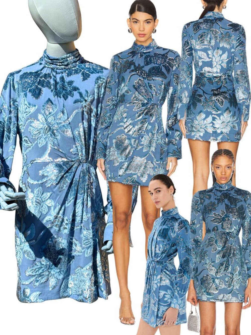 🆕 SIMKHAI 🧿 NWOT Halen Draped Velvet Mini Dress, Celestial Blue - Sz US 8